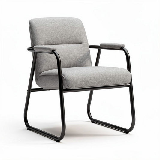 Lichtgewicht fauteuil met stoffen bekleding en metalen frame grijs 70 x 65 x 80cm