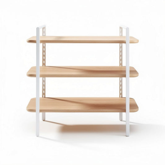 Opbergibiliteit met bamboe planken en metalen frame 90 x 30 x 80cm
